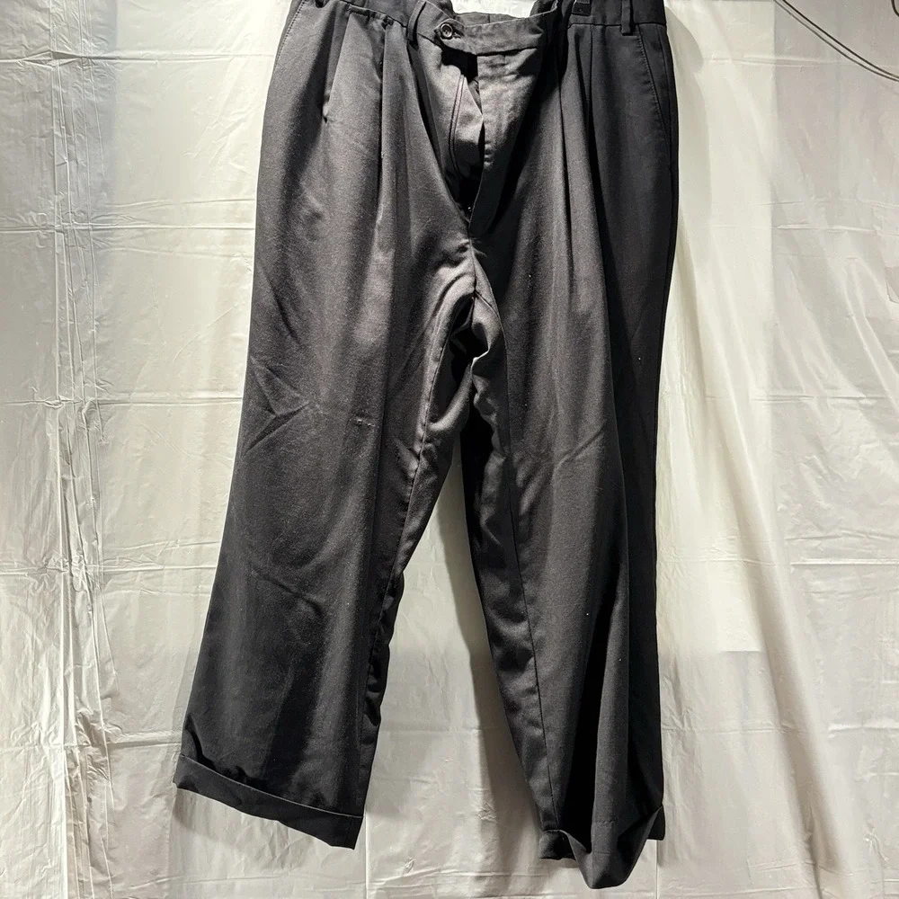 Mens Unbranded Black Dress Pants No Tags Or Size 5-Pockets Zip Belt Loops
